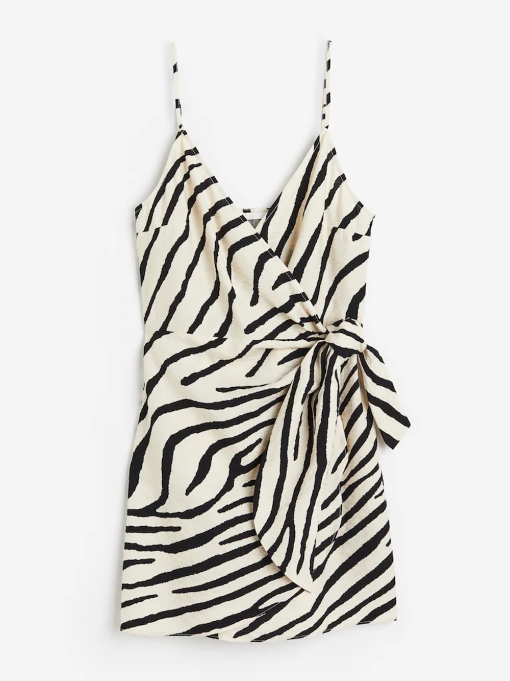 H&M Zebra Stripe Wrap Mini Dress - Black & Cream